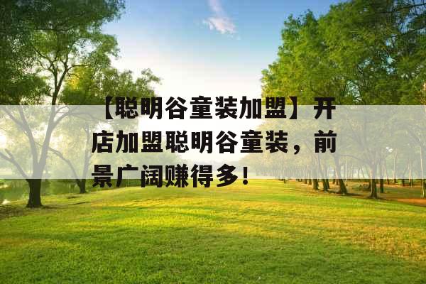 【聪明谷童装加盟】开店加盟聪明谷童装，前景广阔赚得多！