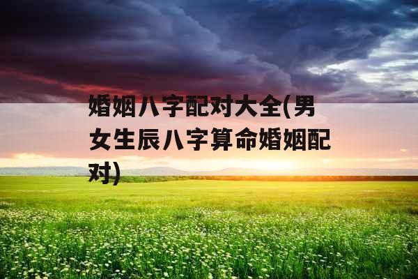婚姻八字配对大全(男女生辰八字算命婚姻配对)