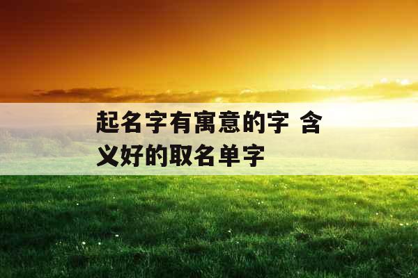 起名字有寓意的字 含义好的取名单字