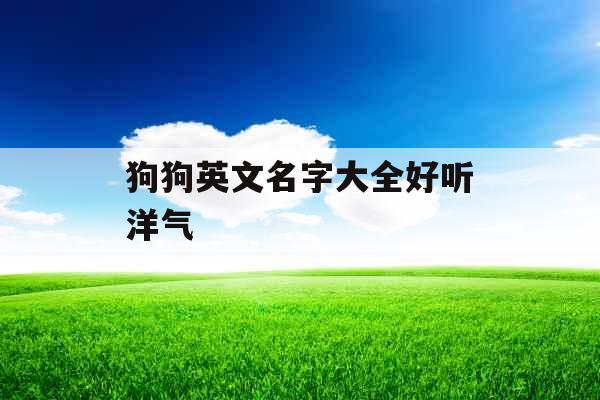 狗狗英文名字大全好听洋气