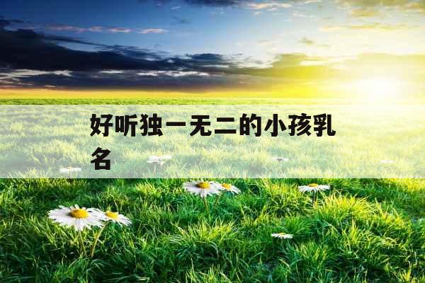 好听独一无二的小孩乳名