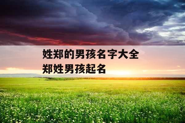 姓郑的男孩名字大全 郑姓男孩起名