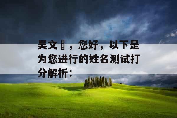 吴文瑄，您好，以下是为您进行的姓名测试打分解析：