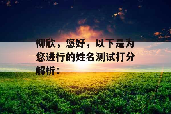 柳欣，您好，以下是为您进行的姓名测试打分解析：