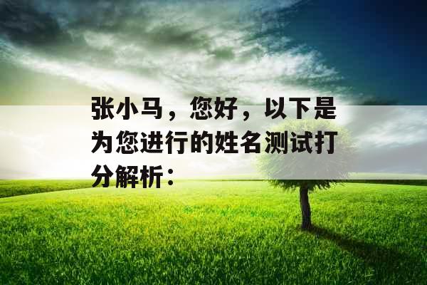 张小马，您好，以下是为您进行的姓名测试打分解析：
