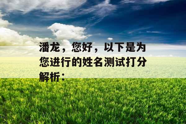 潘龙，您好，以下是为您进行的姓名测试打分解析：
