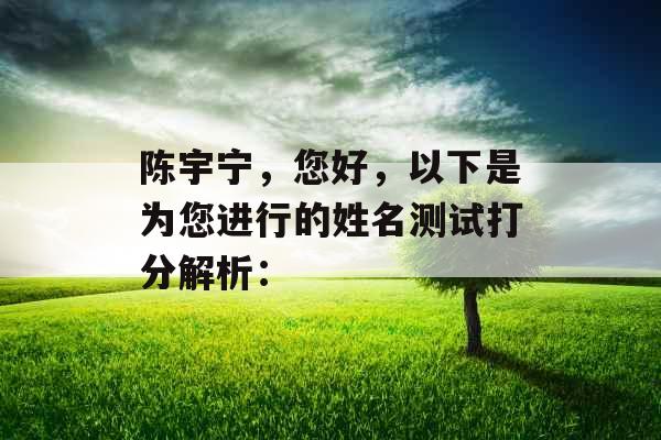 陈宇宁,您好,以下是为您进行的姓名测试打分解析: 陈宇宁,您好,以下是为您进行的姓名测试打分解析: