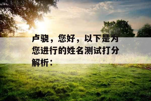 卢骁，您好，以下是为您进行的姓名测试打分解析：