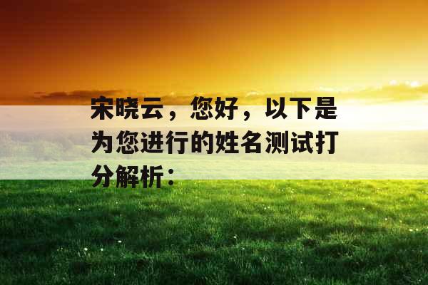 宋晓云，您好，以下是为您进行的姓名测试打分解析：