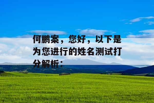 何鹏案，您好，以下是为您进行的姓名测试打分解析：