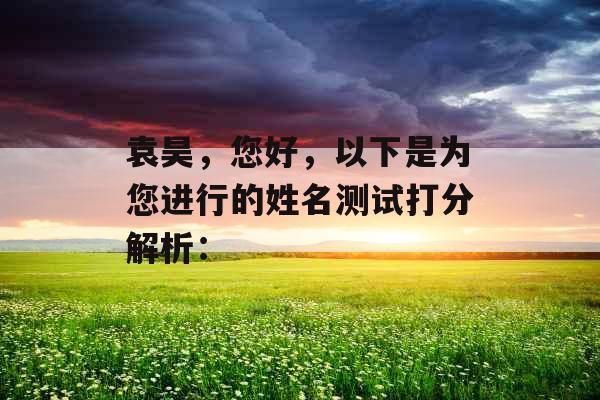 袁昊，您好，以下是为您进行的姓名测试打分解析：
