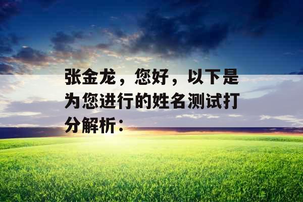 张金龙，您好，以下是为您进行的姓名测试打分解析：