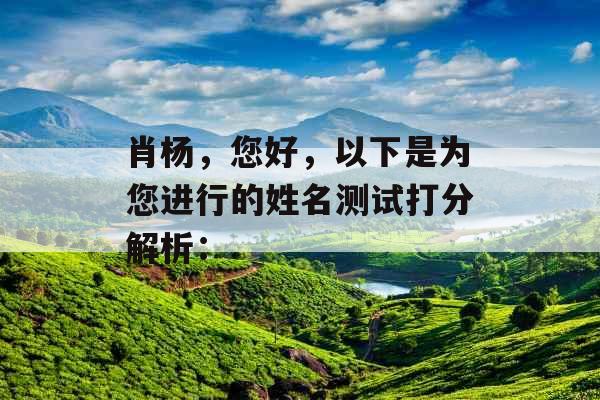 肖杨，您好，以下是为您进行的姓名测试打分解析：