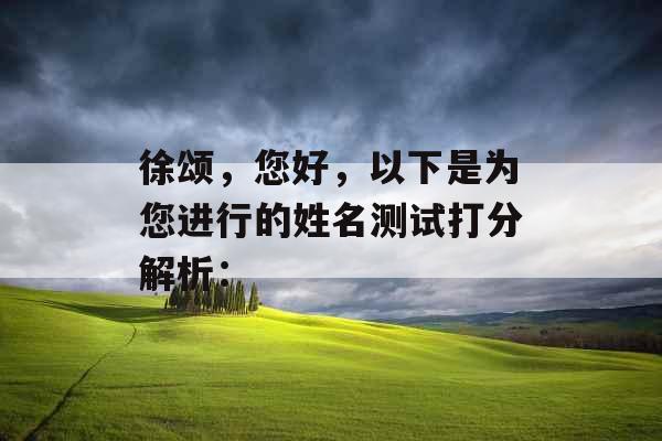 徐颂，您好，以下是为您进行的姓名测试打分解析：