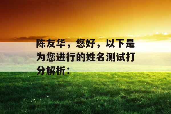 陈友华，您好，以下是为您进行的姓名测试打分解析：
