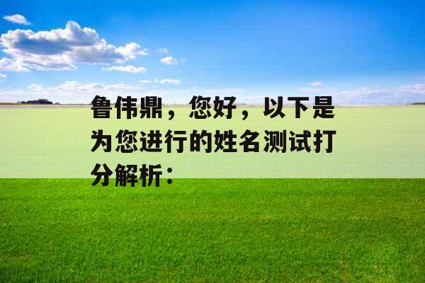 鲁伟鼎，您好，以下是为您进行的姓名测试打分解析：