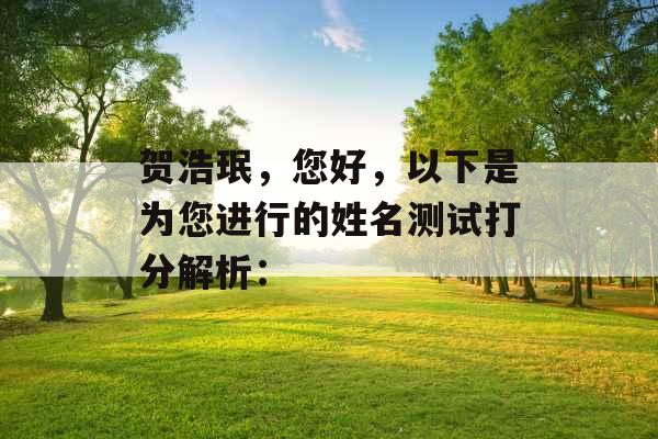 贺浩珉，您好，以下是为您进行的姓名测试打分解析：