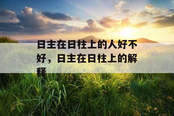 日主在日柱上的人好不好,日主在日柱上的解释 日主在日柱上的人好不好,日主在日柱上的解释