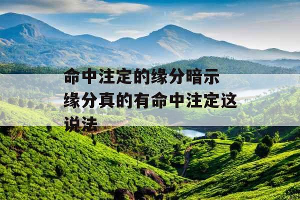 命中注定的缘分暗示 缘分真的有命中注定这说法