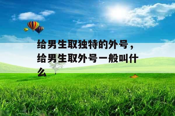 给男生取独特的外号，给男生取外号一般叫什么