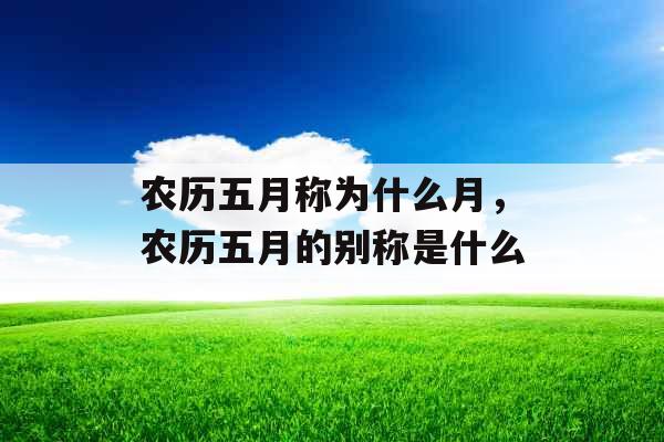 农历五月称为什么月，农历五月的别称是什么