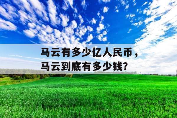 马云有多少亿人民币，马云到底有多少钱？