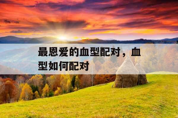 最恩爱的血型配对，血型如何配对