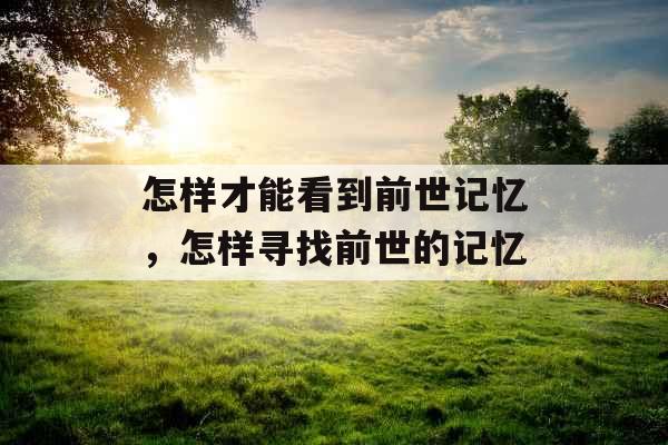 怎样才能看到前世记忆,怎样寻找前世的记忆 怎样才能看到前世记忆,怎样寻找前世的记忆