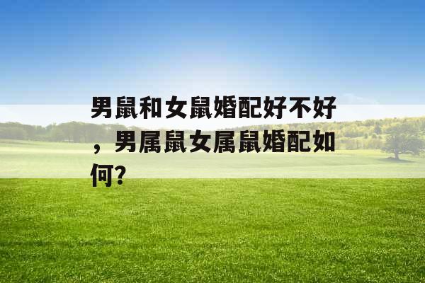 男鼠和女鼠婚配好不好，男属鼠女属鼠婚配如何？