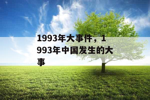 1993年大事件，1993年中国发生的大事