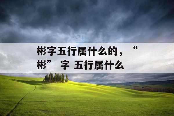 彬字五行属什么的，“彬” 字 五行属什么