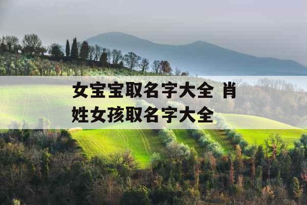 女宝宝取名字大全 肖姓女孩取名字大全