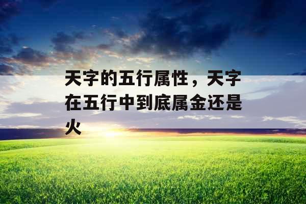 天字的五行属性，天字在五行中到底属金还是火