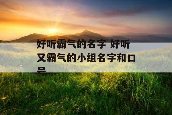 好听霸气的名字 好听又霸气的小组名字和口号