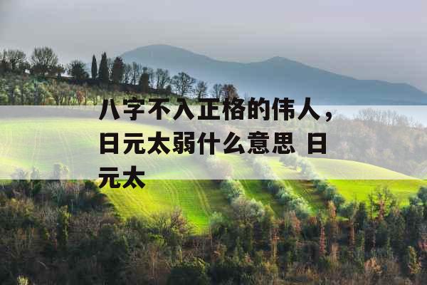 八字不入正格的伟人，日元太弱什么意思 日元太