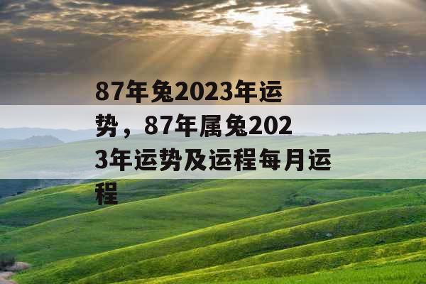 87年兔2023年运势，87年属兔2023年运势及运程每月运程