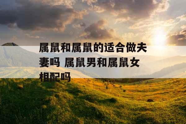 属鼠和属鼠的适合做夫妻吗 属鼠男和属鼠女相配吗