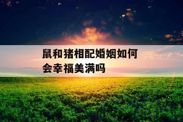 鼠和猪相配婚姻如何 会幸福美满吗