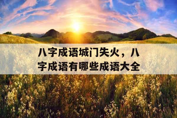 八字成语城门失火，八字成语有哪些成语大全