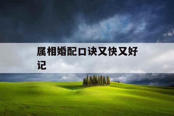 属相婚配口诀又快又好记