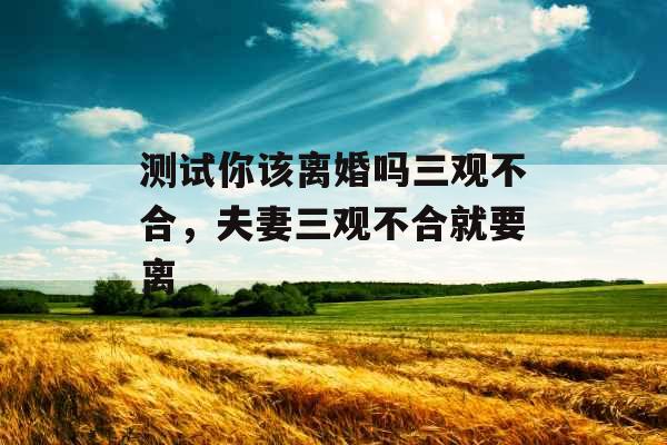 测试你该离婚吗三观不合，夫妻三观不合就要离