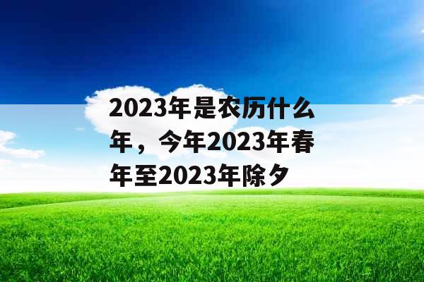 2023年是农历什么年，今年2023年春年至2023年除夕
