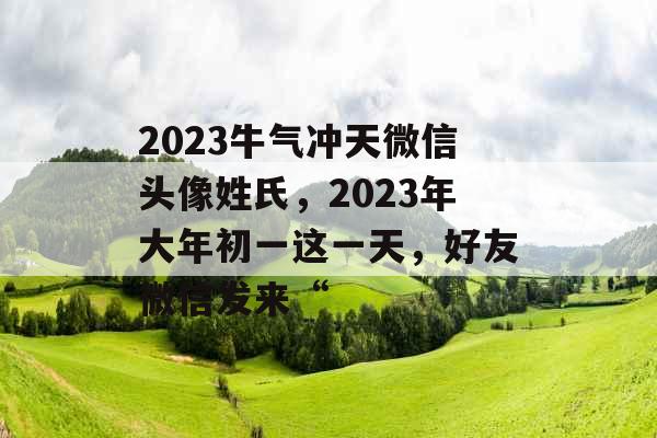 2023牛气冲天微信头像姓氏,2023年大年初一这一天,好友微信发来“ 2023牛气冲天微信头像姓氏,2023年大年初一这一天,好友微信发来“