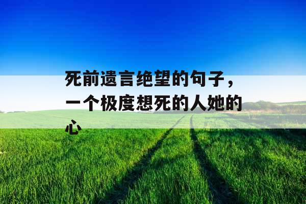 死前遗言绝望的句子，一个极度想死的人她的心
