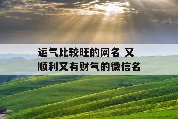 运气比较旺的网名 又顺利又有财气的微信名