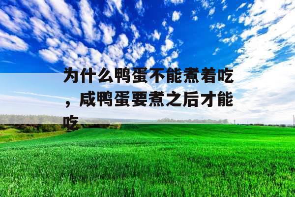 为什么鸭蛋不能煮着吃，咸鸭蛋要煮之后才能吃