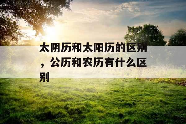 太阴历和太阳历的区别，公历和农历有什么区别