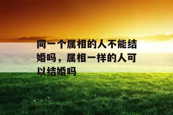 同一个属相的人不能结婚吗，属相一样的人可以结婚吗