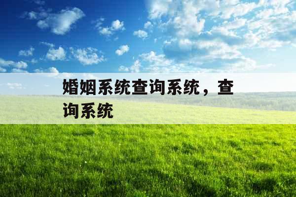 婚姻系统查询系统，查询系统