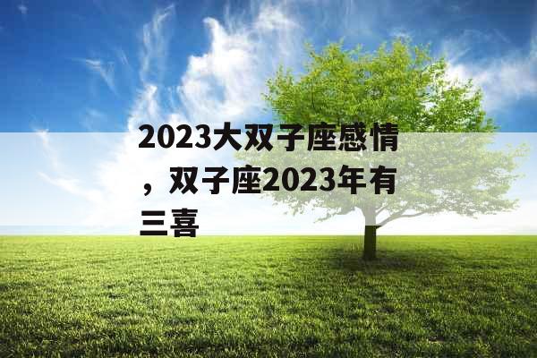 2023大双子座感情，双子座2023年有三喜